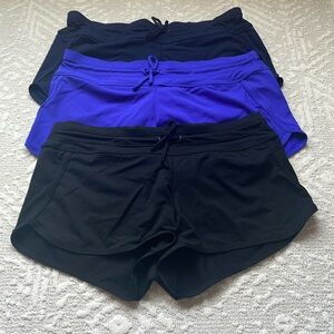 Athleta Kata Swim Shorts 3 Pair! Size Small Navy, Surge Royal Blue, Black